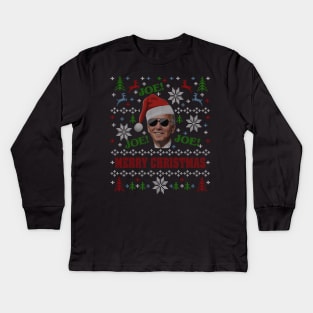 Joe Biden Ugly Christmas Sweater Party Funny JOE! JOE! JOE Santa Kids Long Sleeve T-Shirt